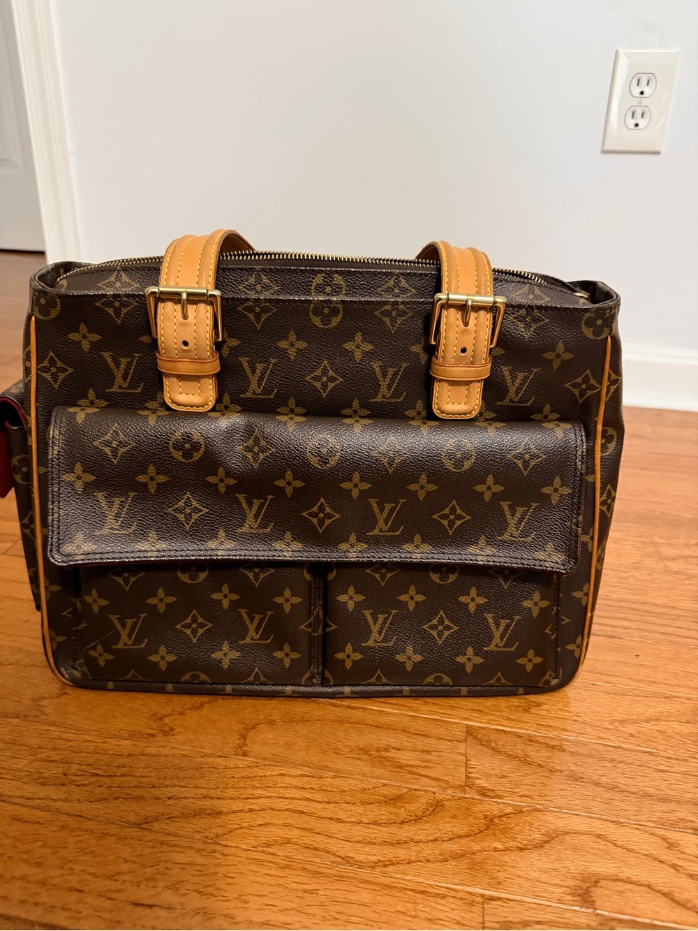 Louis Vuitton Monogram Shoulder Bag in Brown with Tan Leather